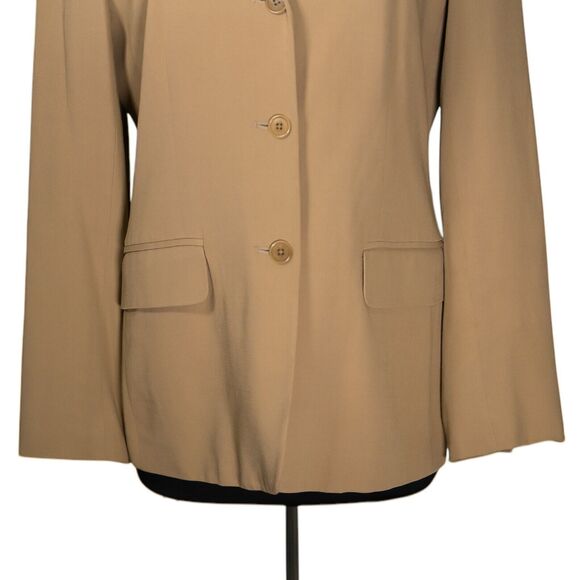 Ralph Lauren Women's Blazer Beige Wool Blend Stretch Work Career Suit Jacket 12 - Picture 6 of 10